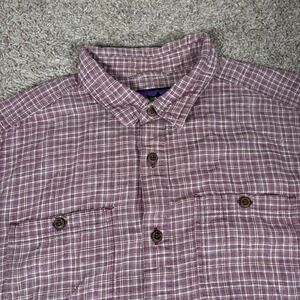 Patagonia Men Size Medium Plaid Back Step Short Sleeve Button Down Shirt Hemp